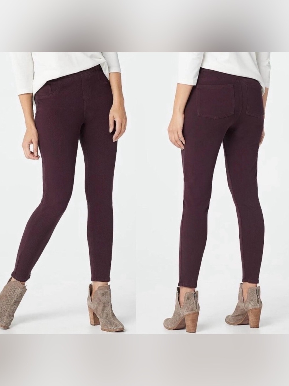 SPANX Ankle Jeanish Pull On Leggings Deep Plum Large EUC